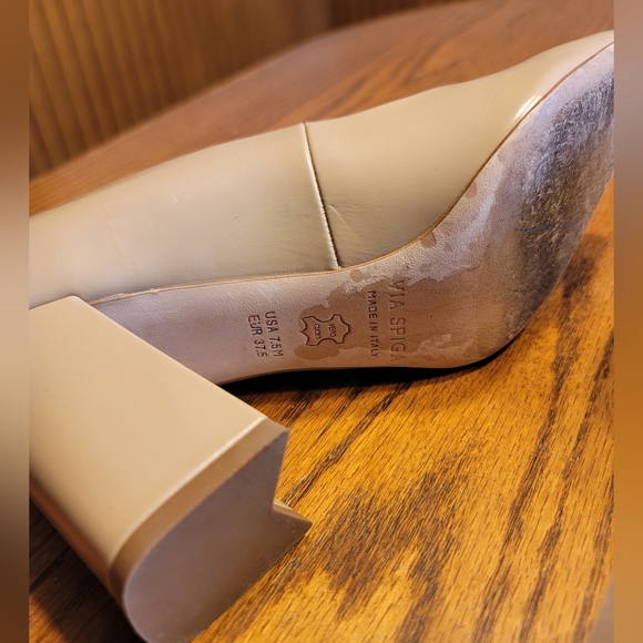 VIA SPIGA BEATRICE SQUARE-TOE LEATHER PUMPS IN NUDE 7.5M - Picture 7 of 7